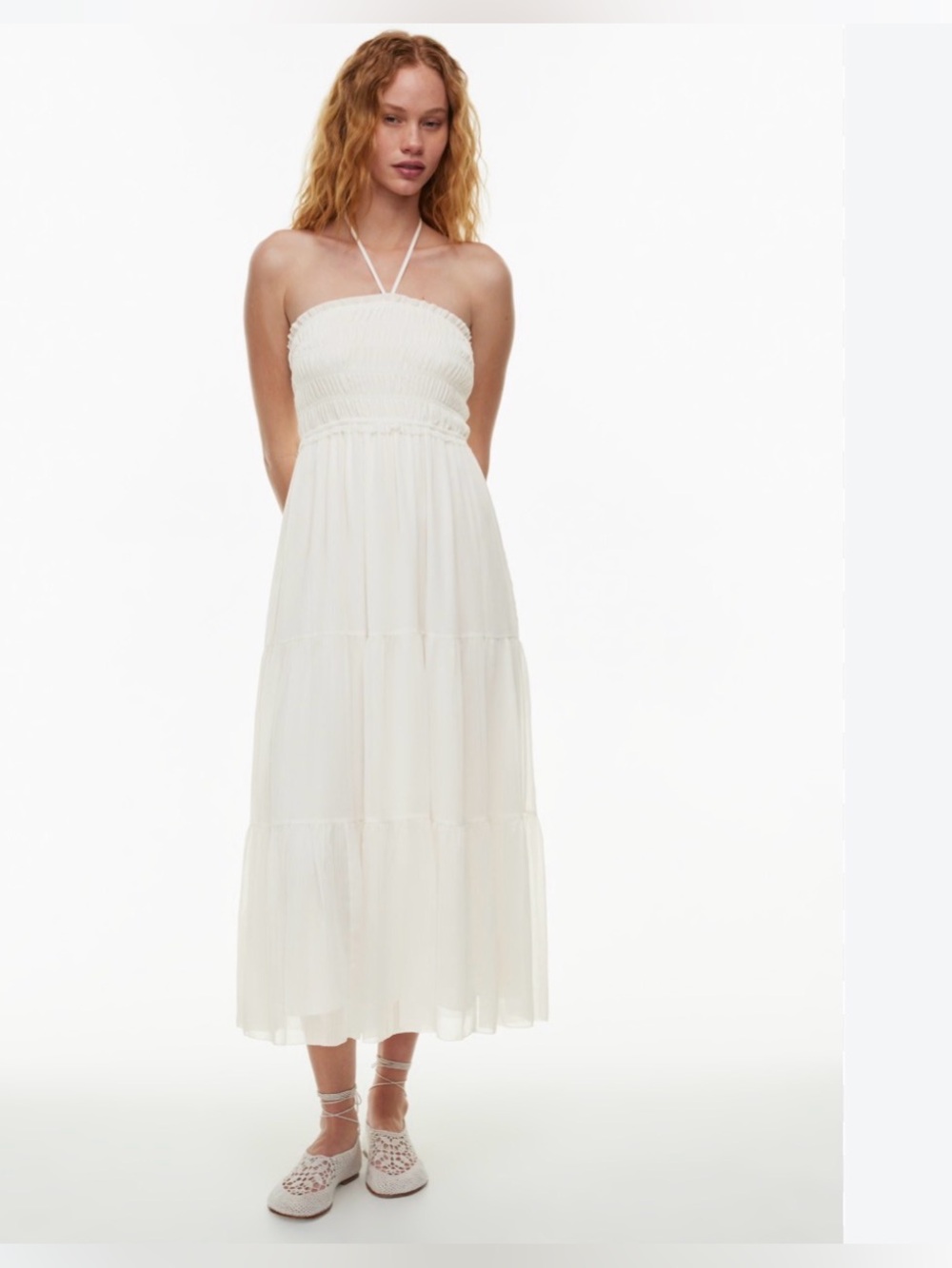NWT Aritzia Little Moon Sanibel Halter Smocked Tiered Maxi Dress Midi $158